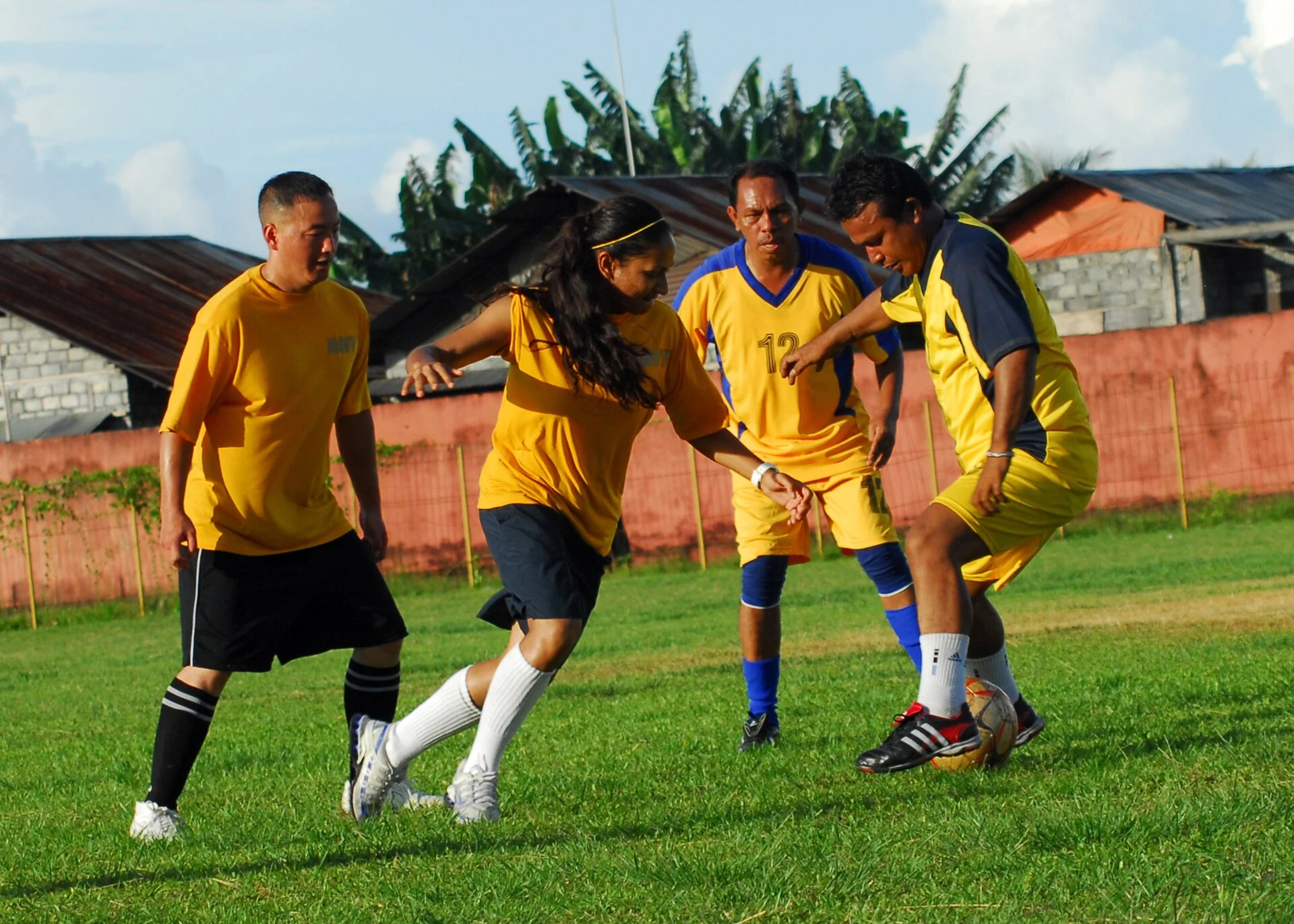 Two players compete for control of the ball